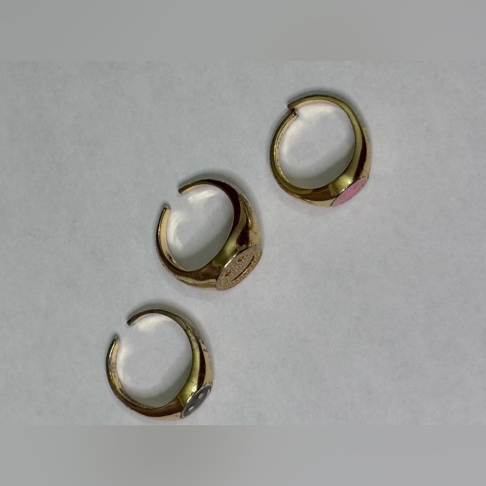 Gold Smiley Face Rings Set - Picture 2 of 3